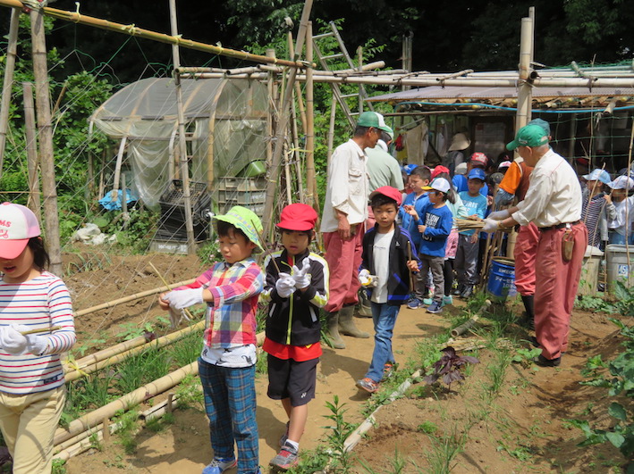 苗と道具の受け取り